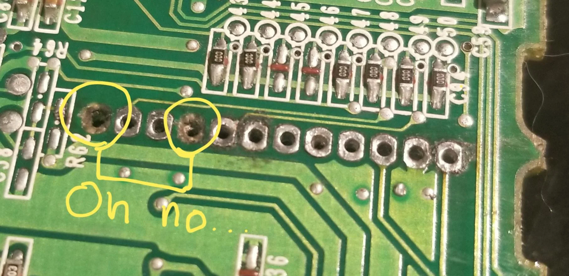 PCB's are damaged or corroded.